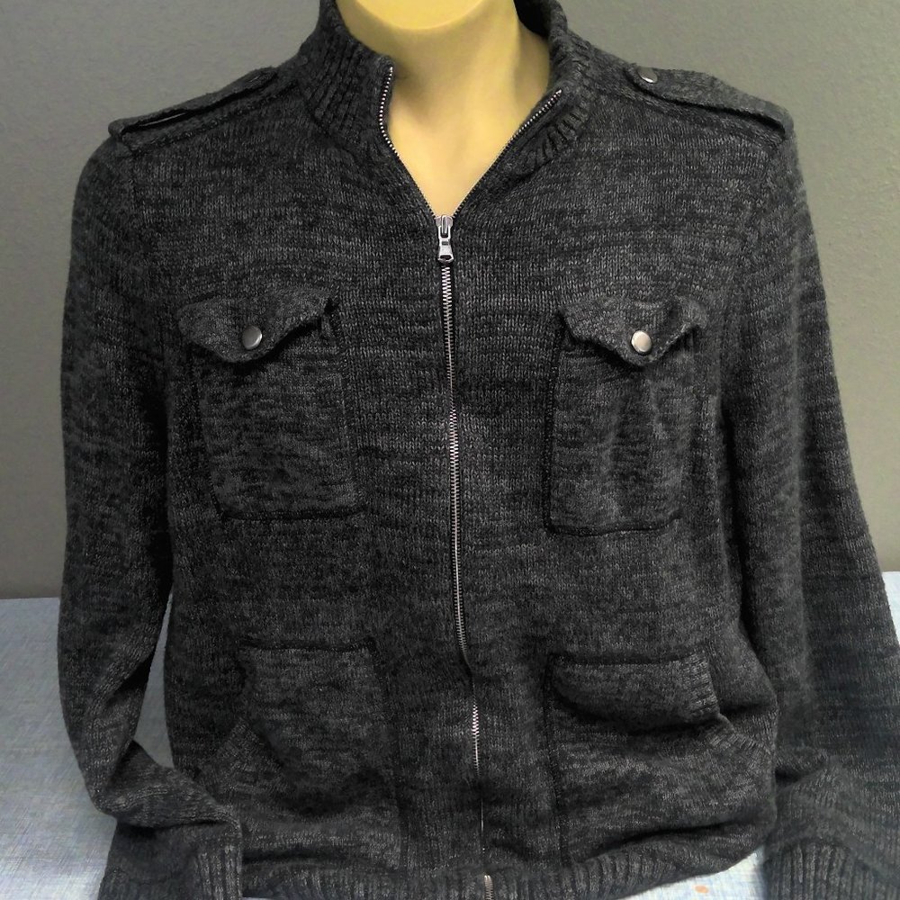 Rock & Republic Jacket Sweater Gray Long Sleeve Full Zip Men's XXL